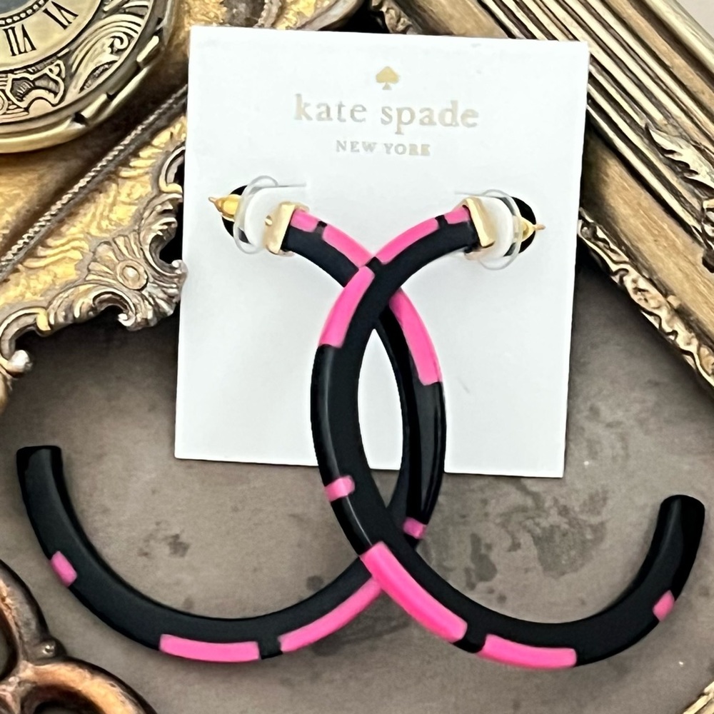 KATE SPADE • Vintage Bronwyn Resin Striped Hoop Earrings